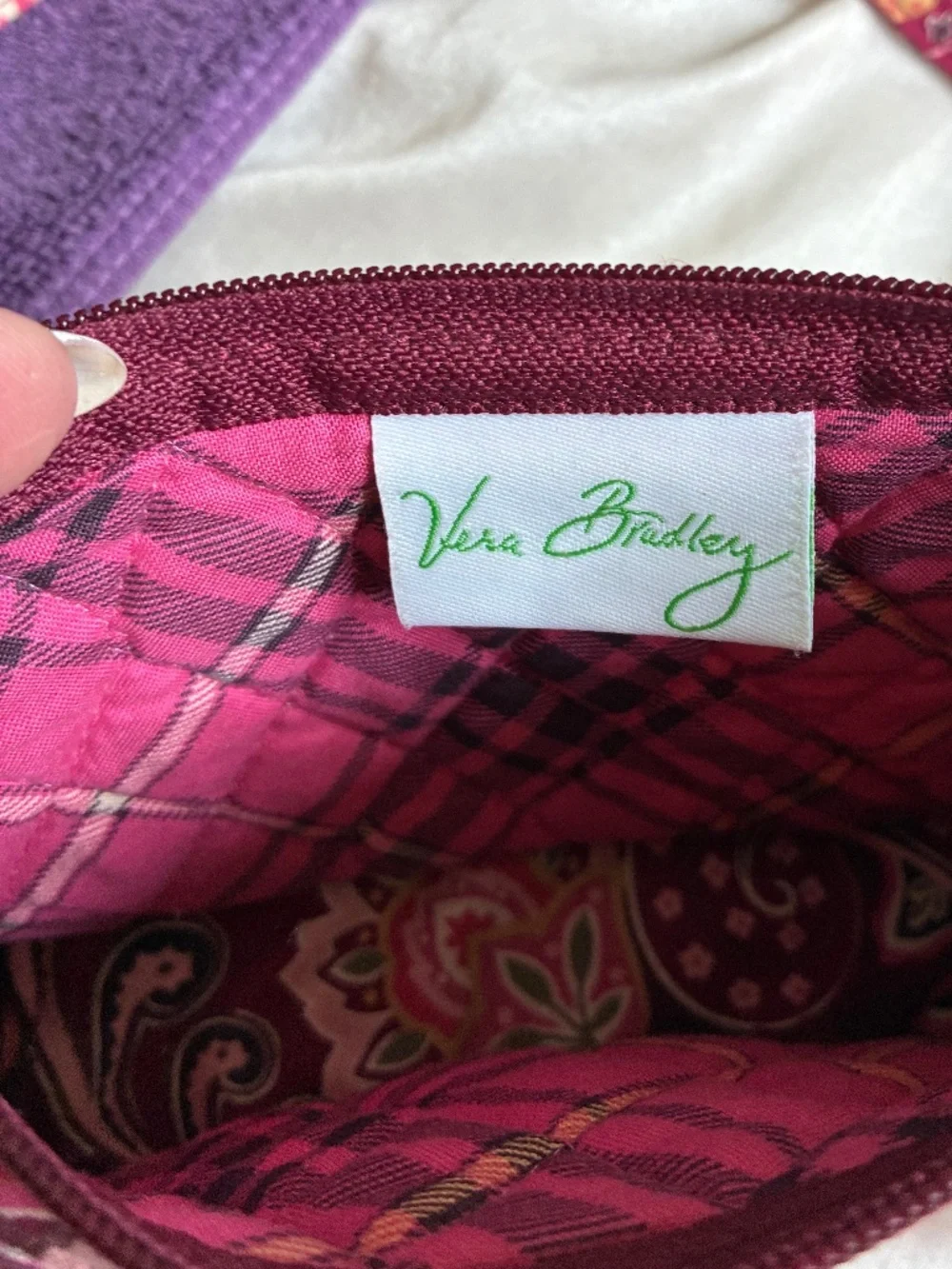 Vera Bradley Burgundy Print Small Handbag/Crossbody